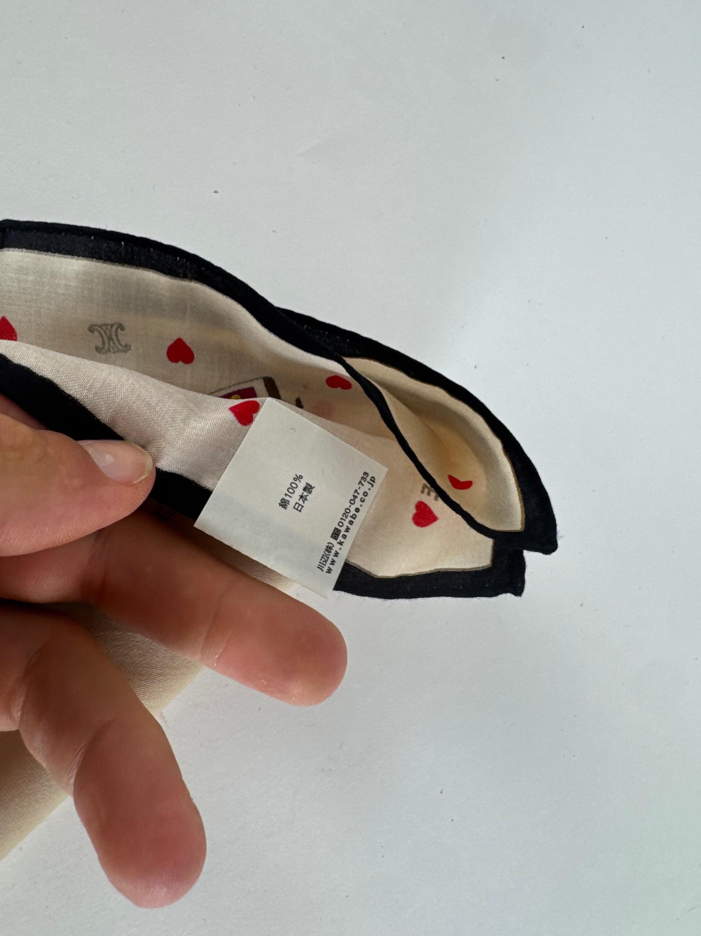 Vintage Celine Scarf Beige heart polkadot