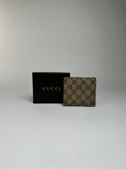 Vintage Gucci GG Supreme Bifold Wallet c. 2010s Beige Brown