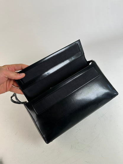 Vintage Givenchy Leather Shoulder Bag Black Silver