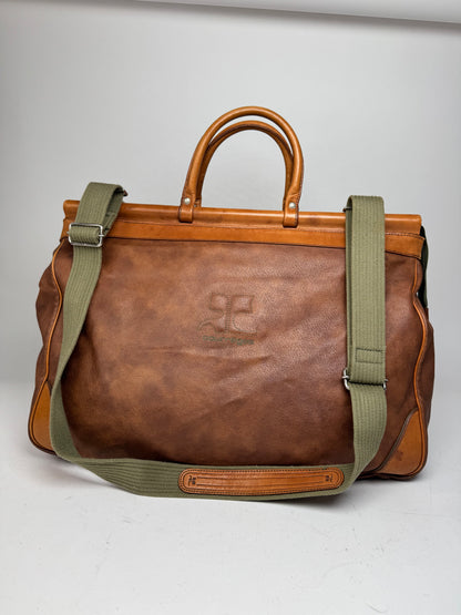 Vintage Courreges Leather Travel Bag Brown