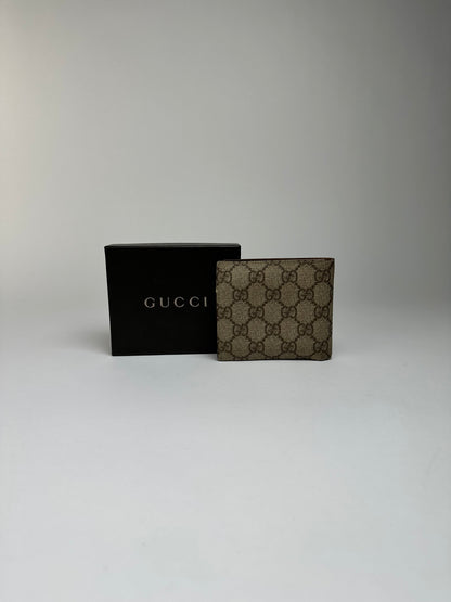 Vintage Gucci GG Supreme Bifold Wallet c. 2010s Beige Brown