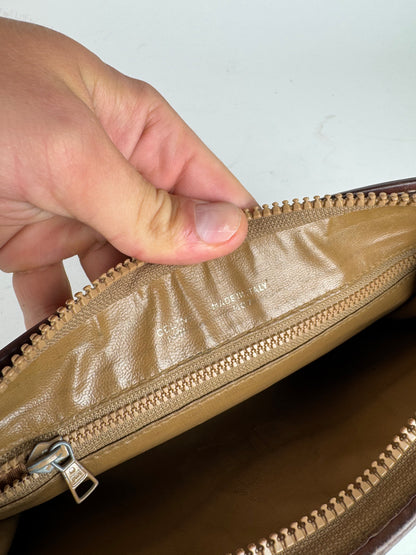 Vintage Celine Paris Triomphe monogram leather clutch brown