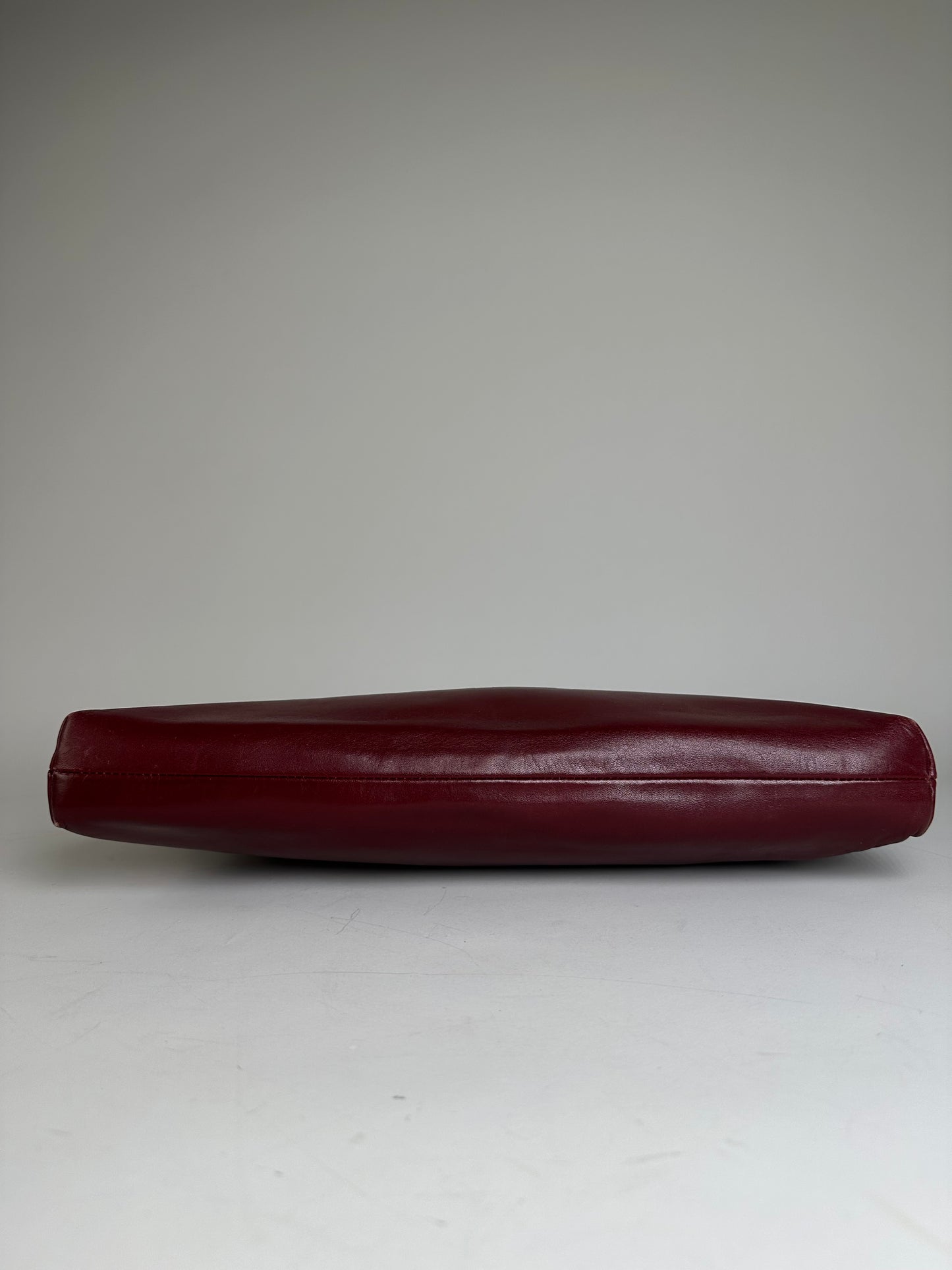 Vintage Givenchy Smooth Leather Clutch Bag Burgundy Gold