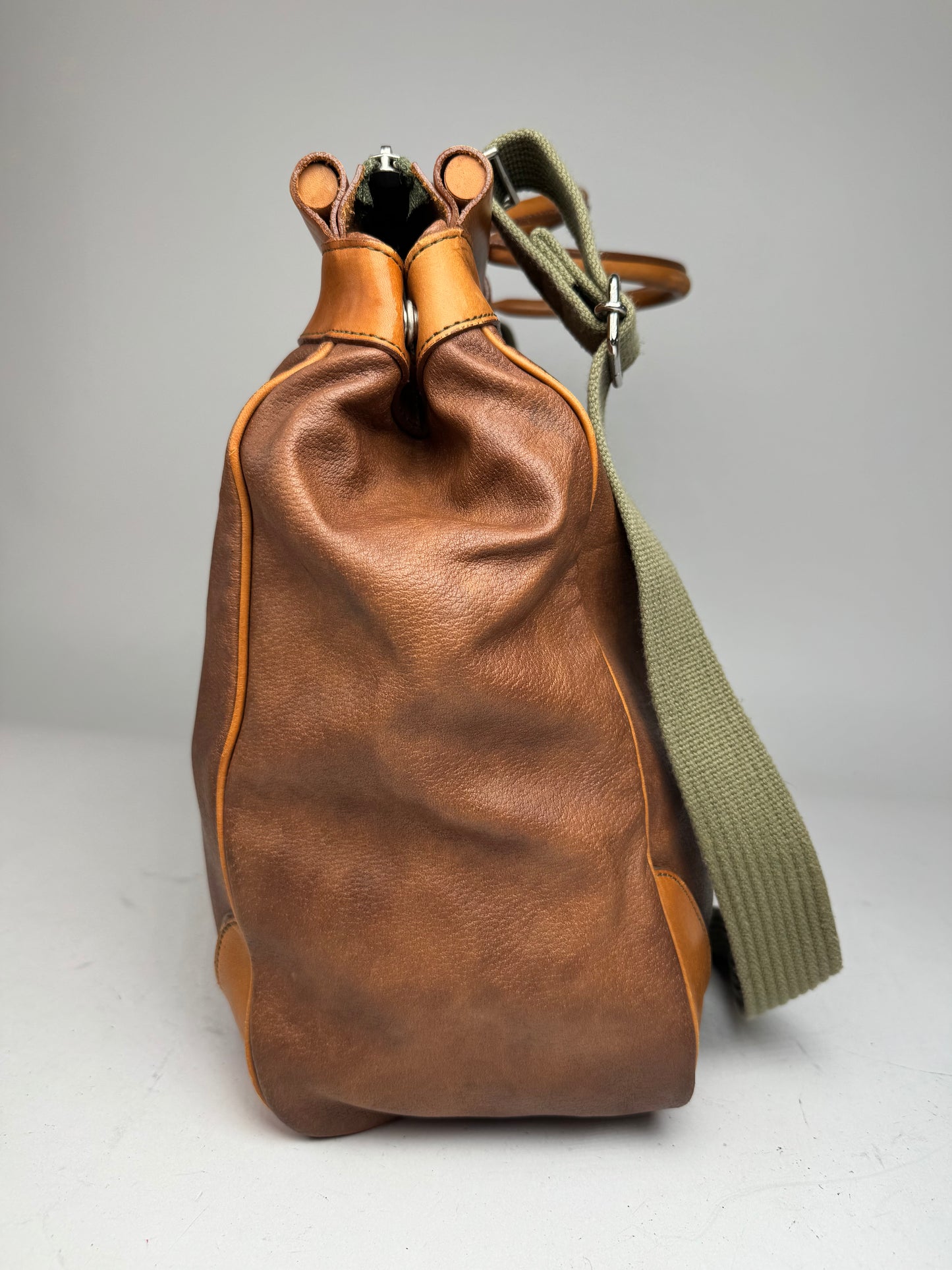 Vintage Courreges Leather Travel Bag Brown