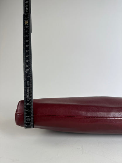 Vintage Givenchy Smooth Leather Clutch Bag Burgundy Gold