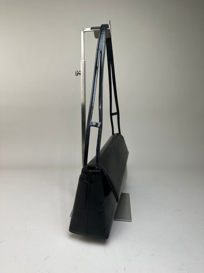 Vintage Givenchy Leather Shoulder Bag Black Silver
