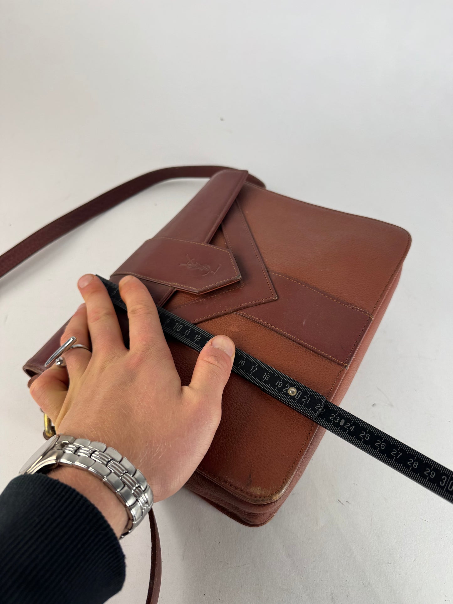 Vintage Yves Saint Laurent Leather Shoulder Bag Brown