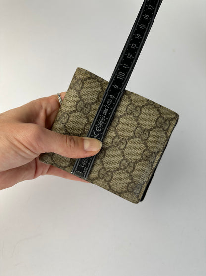 Vintage Gucci GG Supreme Bifold Wallet c. 2010s Beige Brown