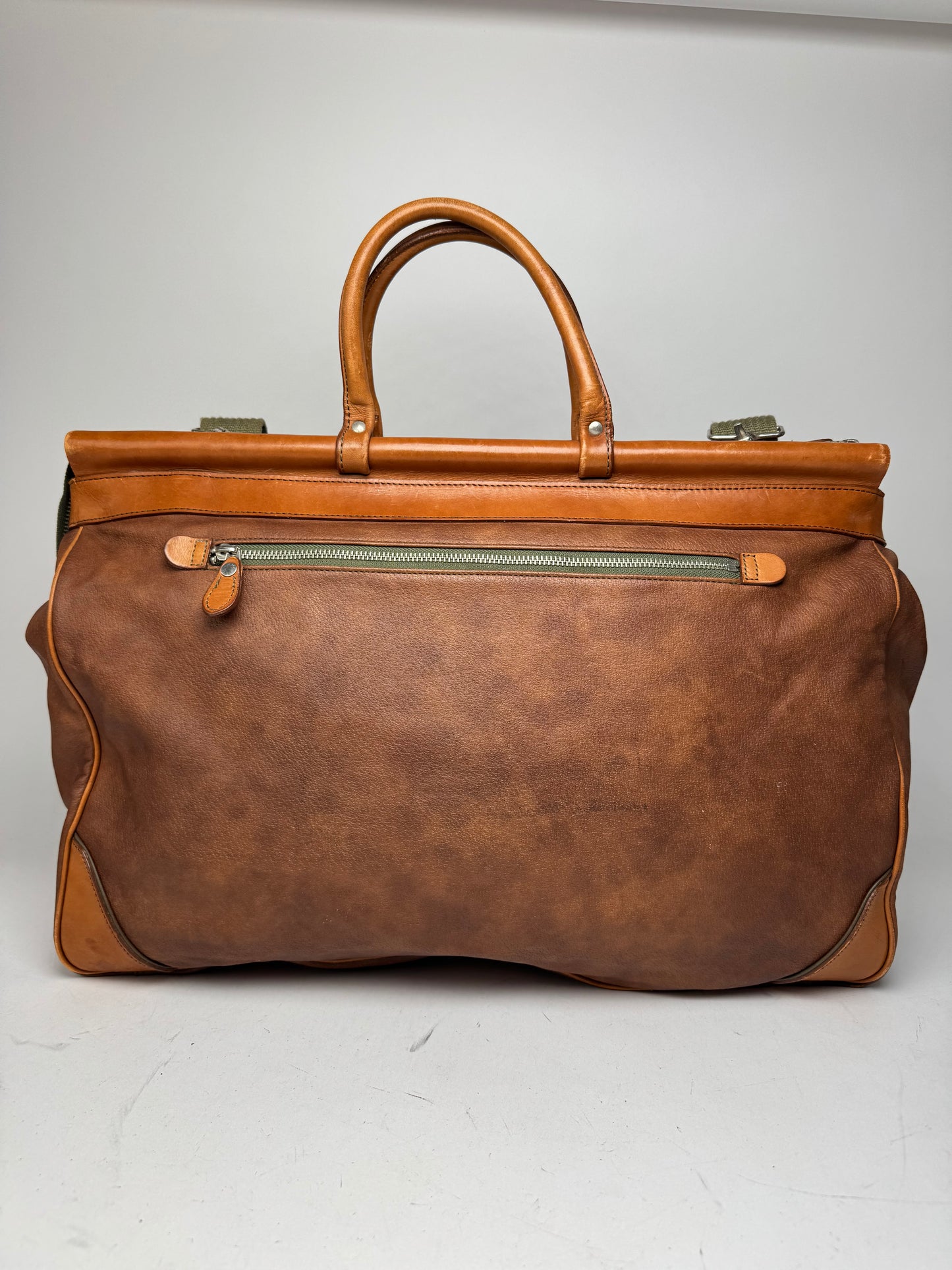 Vintage Courreges Leather Travel Bag Brown