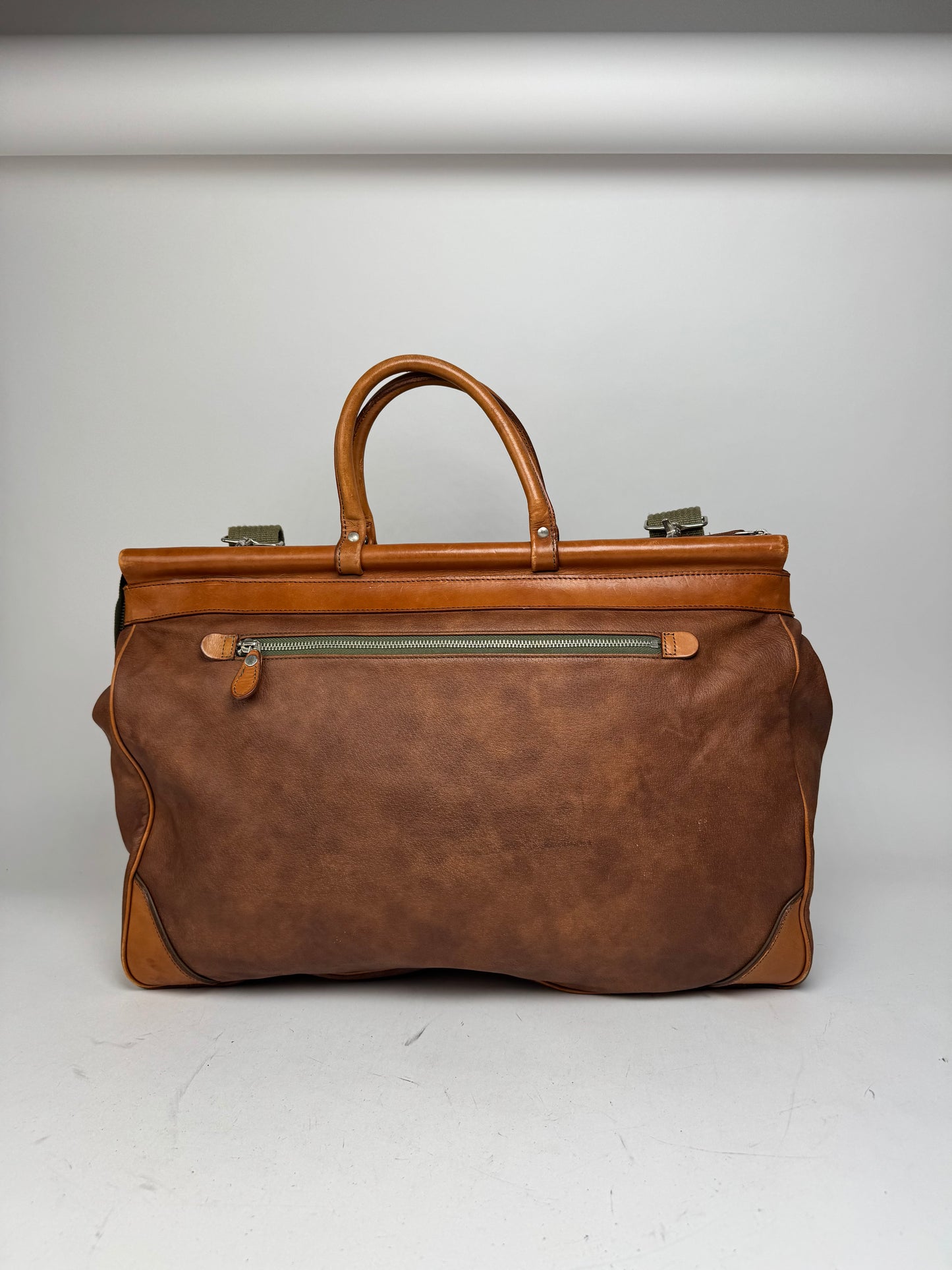 Vintage Courreges Leather Travel Bag Brown