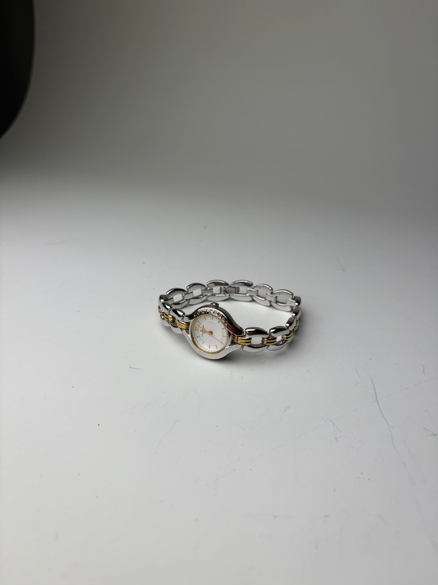 Vintage Courreges Stainless Steel Bracelet Watch Silver Gold