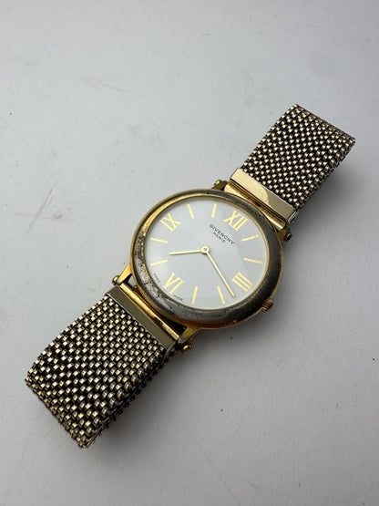 Vintage Givenchy Quartz Watch Gold White