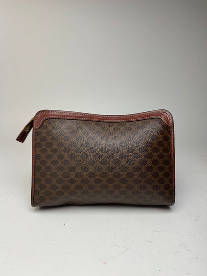 Vintage Celine Paris Triomphe monogram leather clutch brown