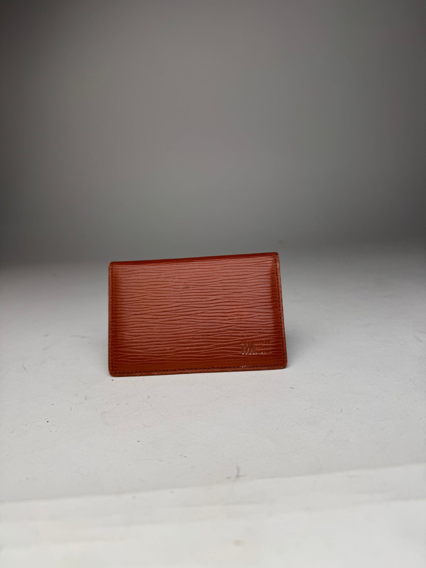 Vintage Issey Miyake Riffled Leather Card Holder Brown