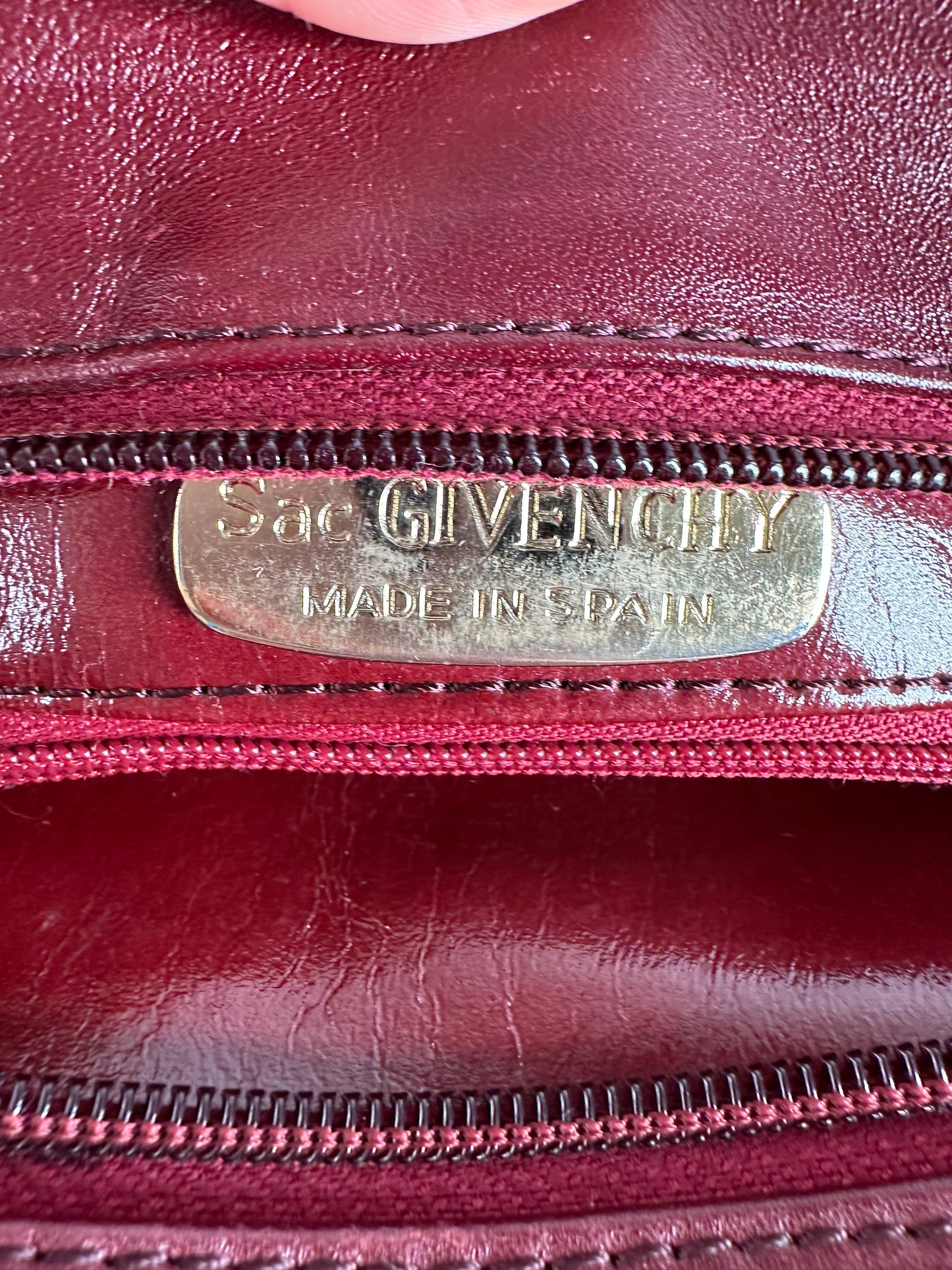Vintage Givenchy Smooth Leather Clutch Bag Burgundy Gold