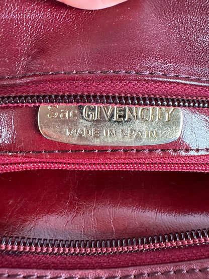 Vintage Givenchy Smooth Leather Clutch Bag Burgundy Gold