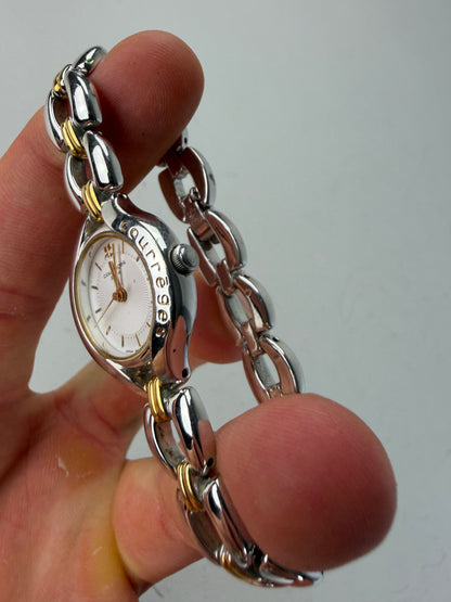 Vintage Courreges Stainless Steel Bracelet Watch Silver Gold