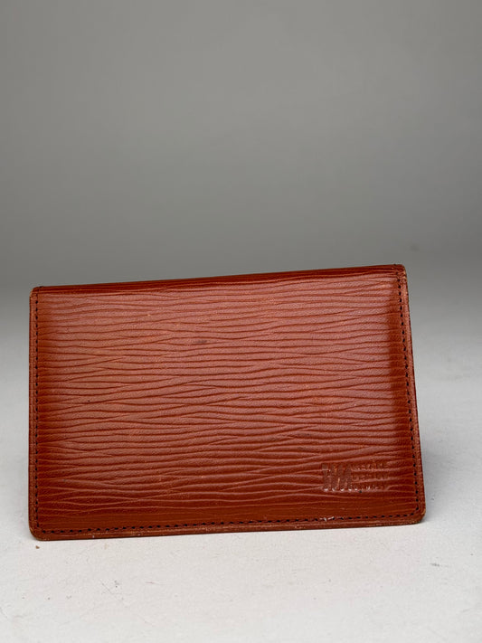 Vintage Issey Miyake Riffled Leather Card Holder Brown