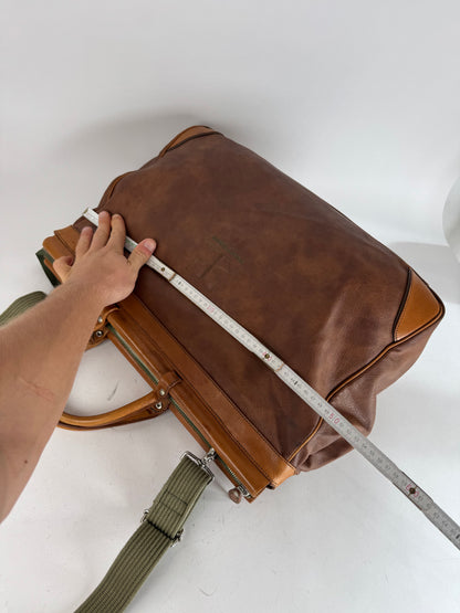 Vintage Courreges Leather Travel Bag Brown