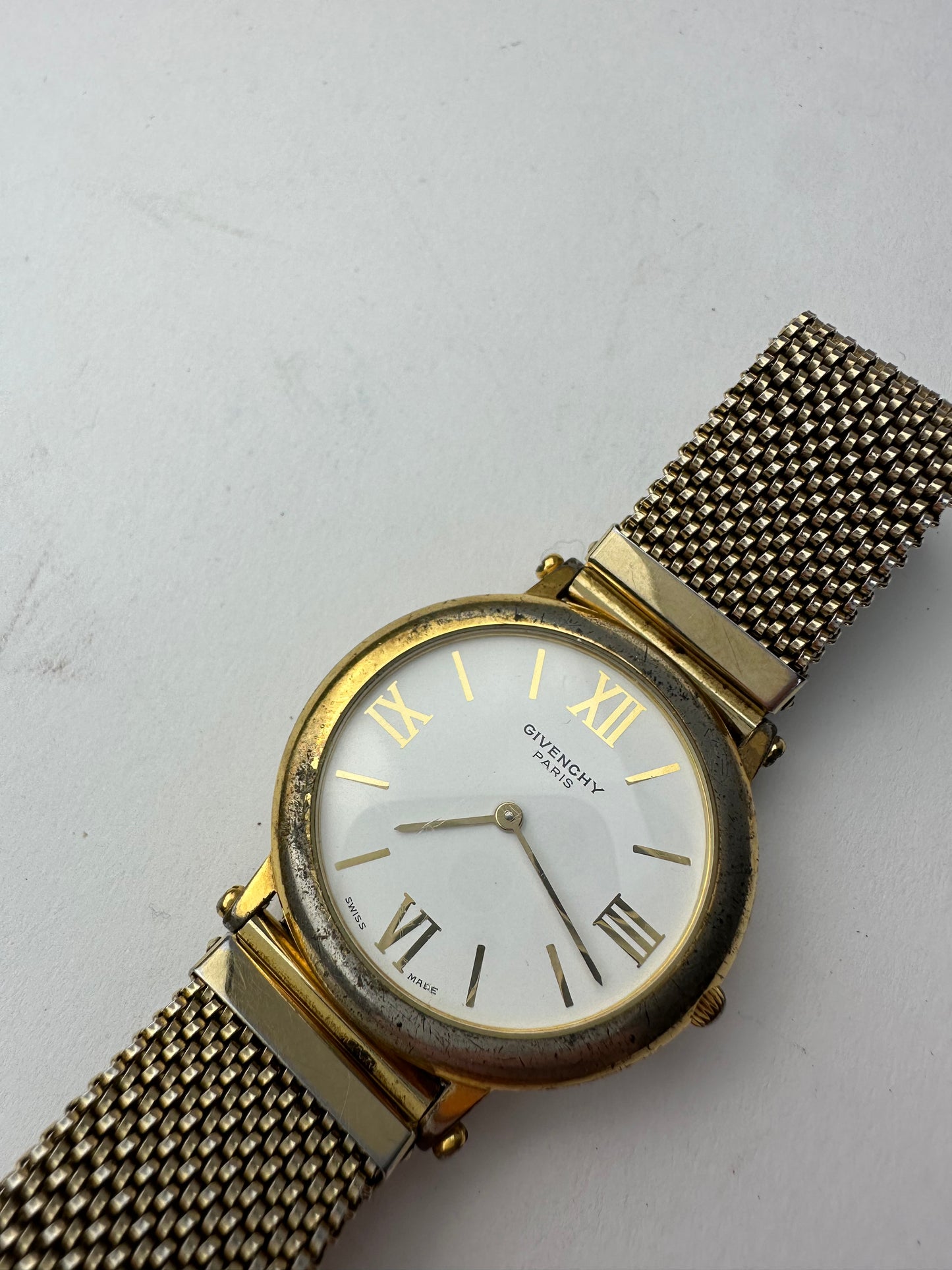 Vintage Givenchy Quartz Watch Gold White