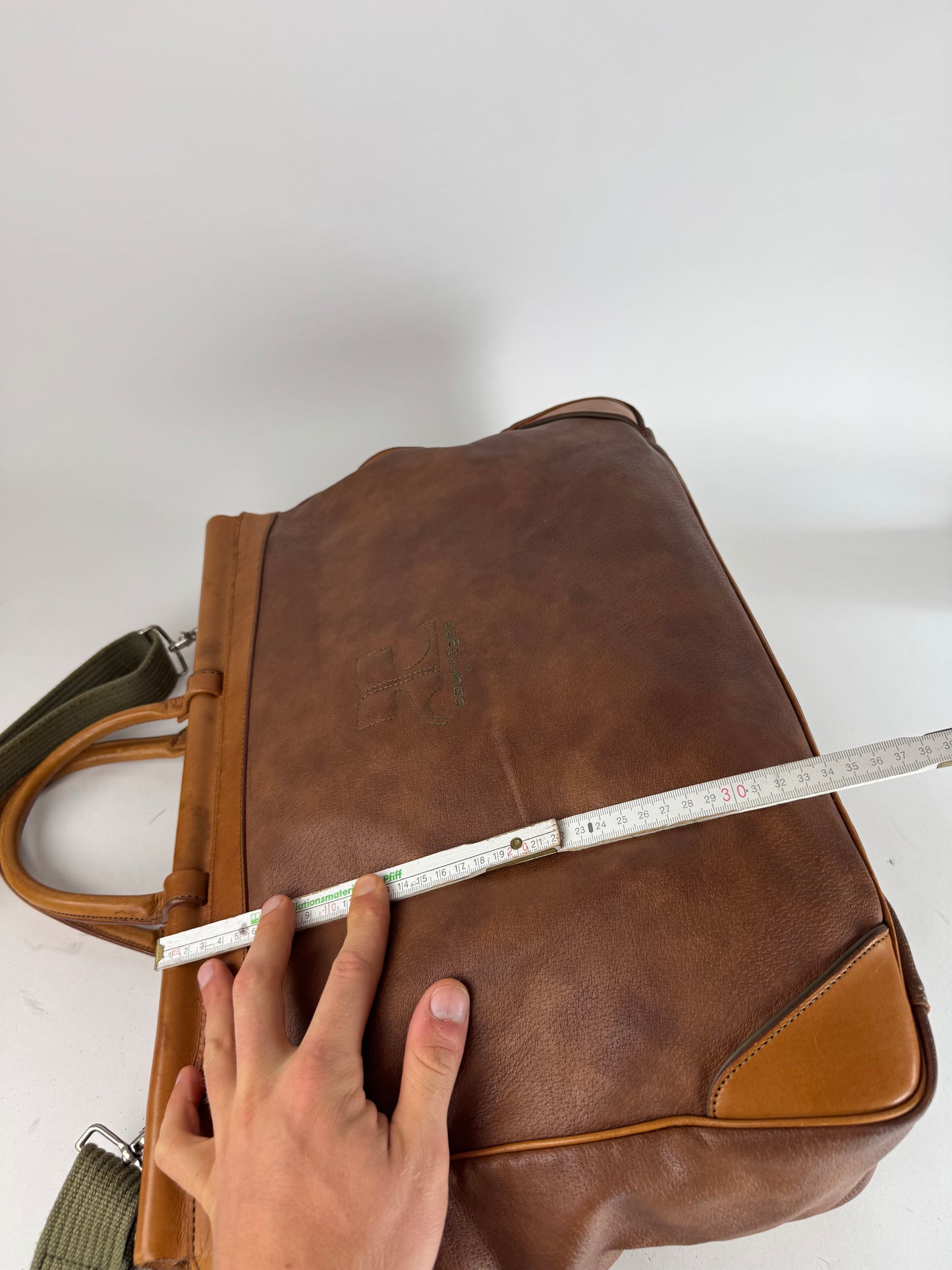Vintage Courreges Leather Travel Bag Brown