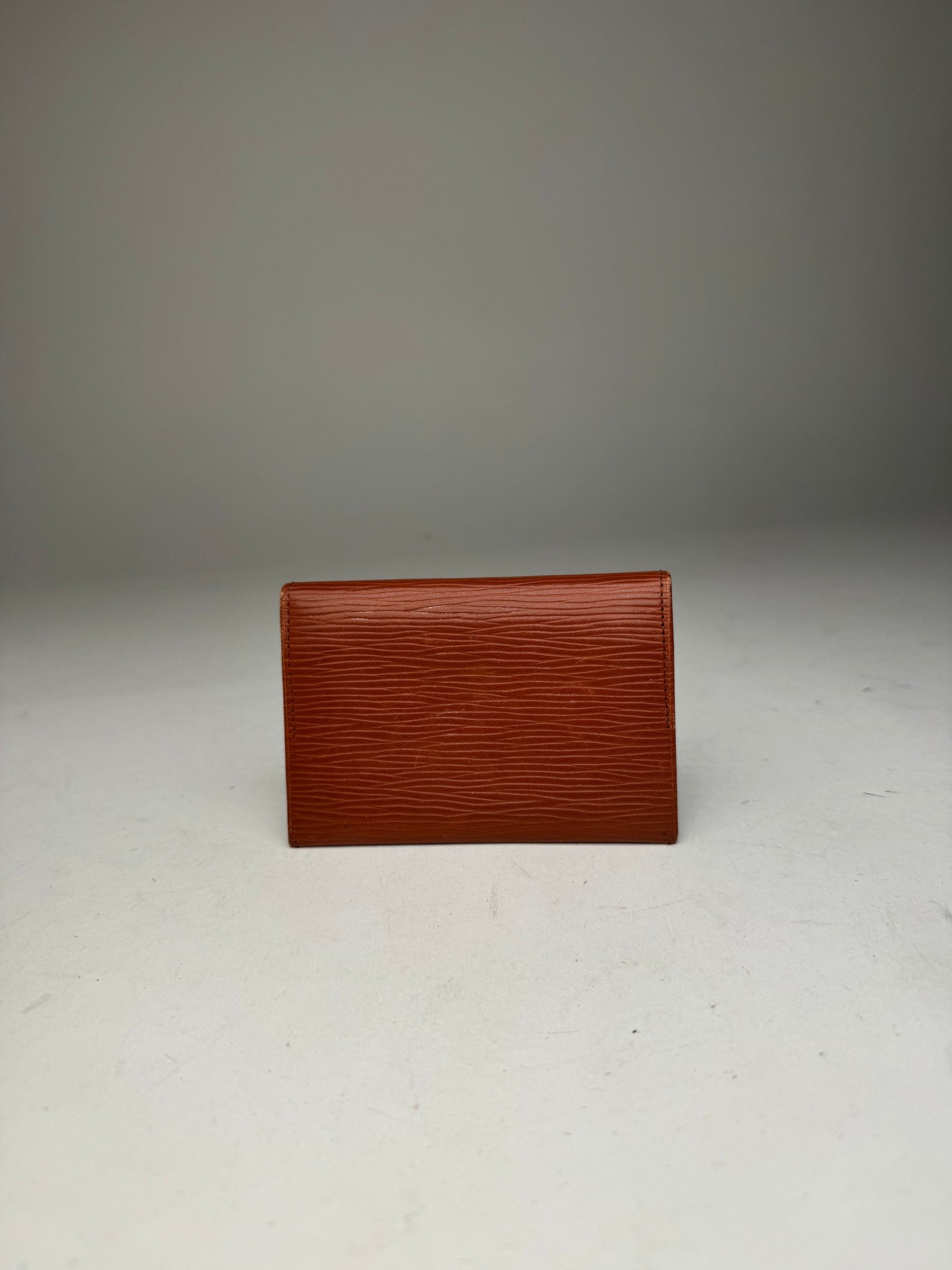 Vintage Issey Miyake Riffled Leather Card Holder Brown
