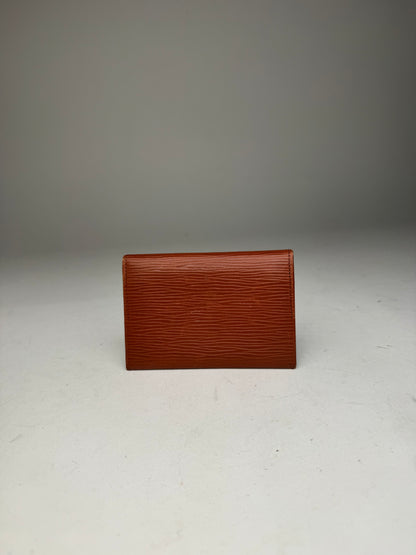 Vintage Issey Miyake Riffled Leather Card Holder Brown