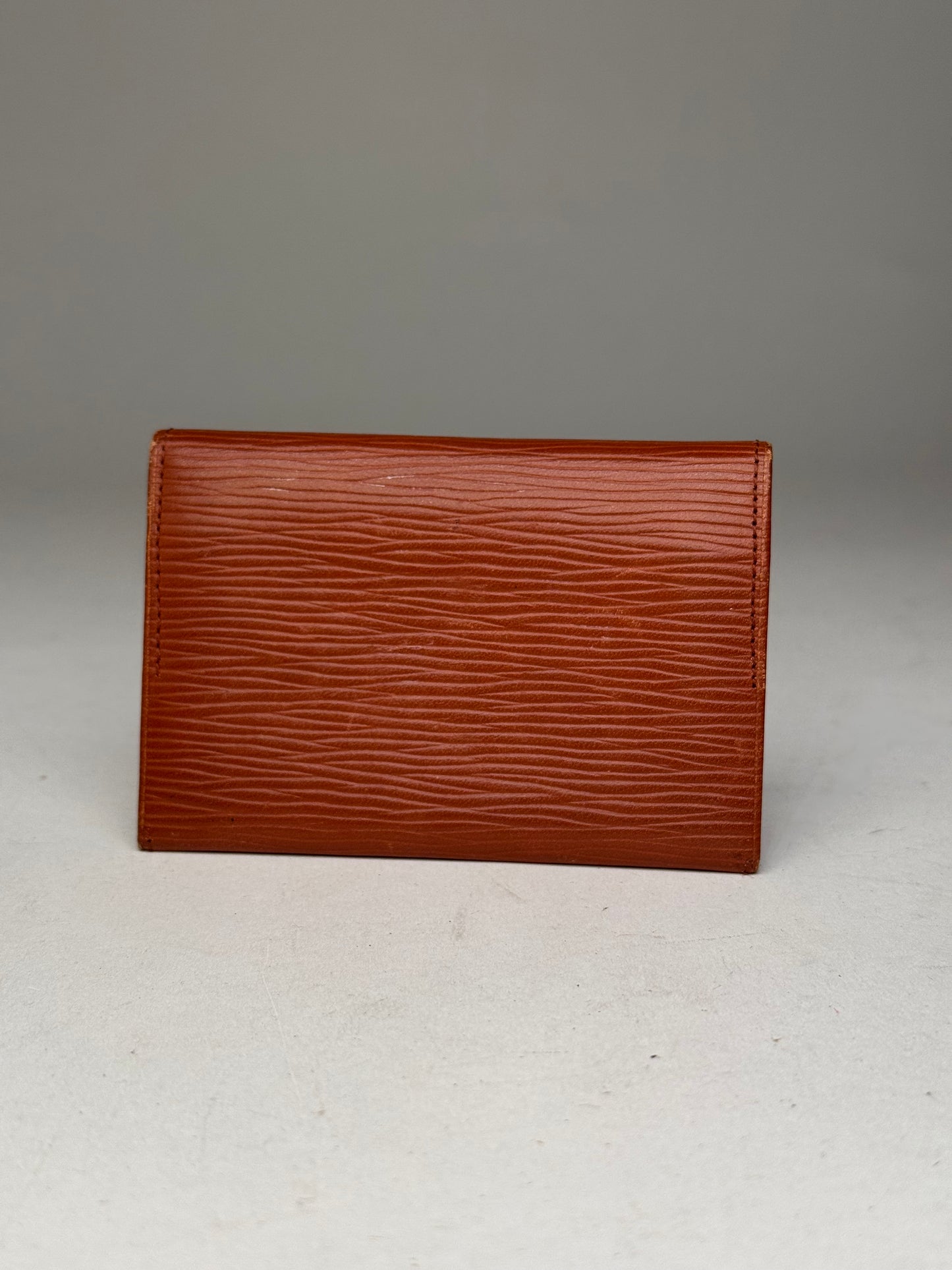 Vintage Issey Miyake Riffled Leather Card Holder Brown