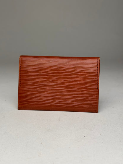 Vintage Issey Miyake Riffled Leather Card Holder Brown