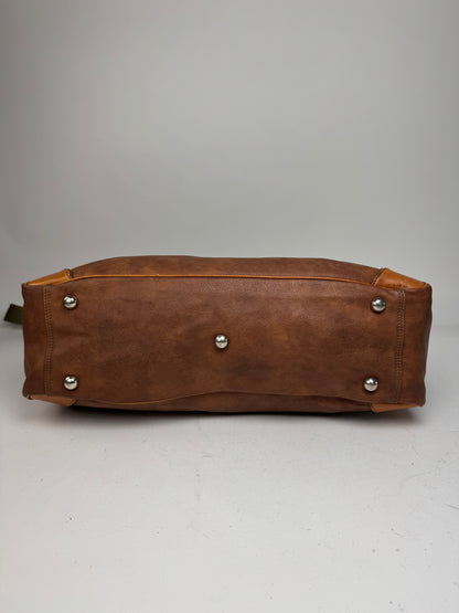 Vintage Courreges Leather Travel Bag Brown