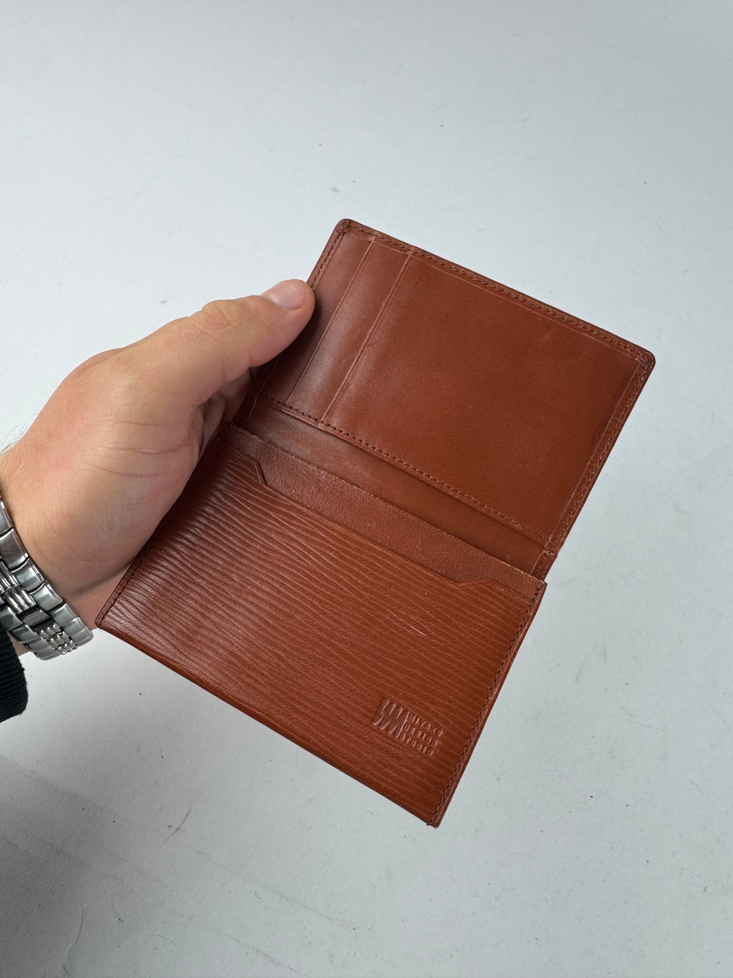 Vintage Issey Miyake Riffled Leather Card Holder Brown