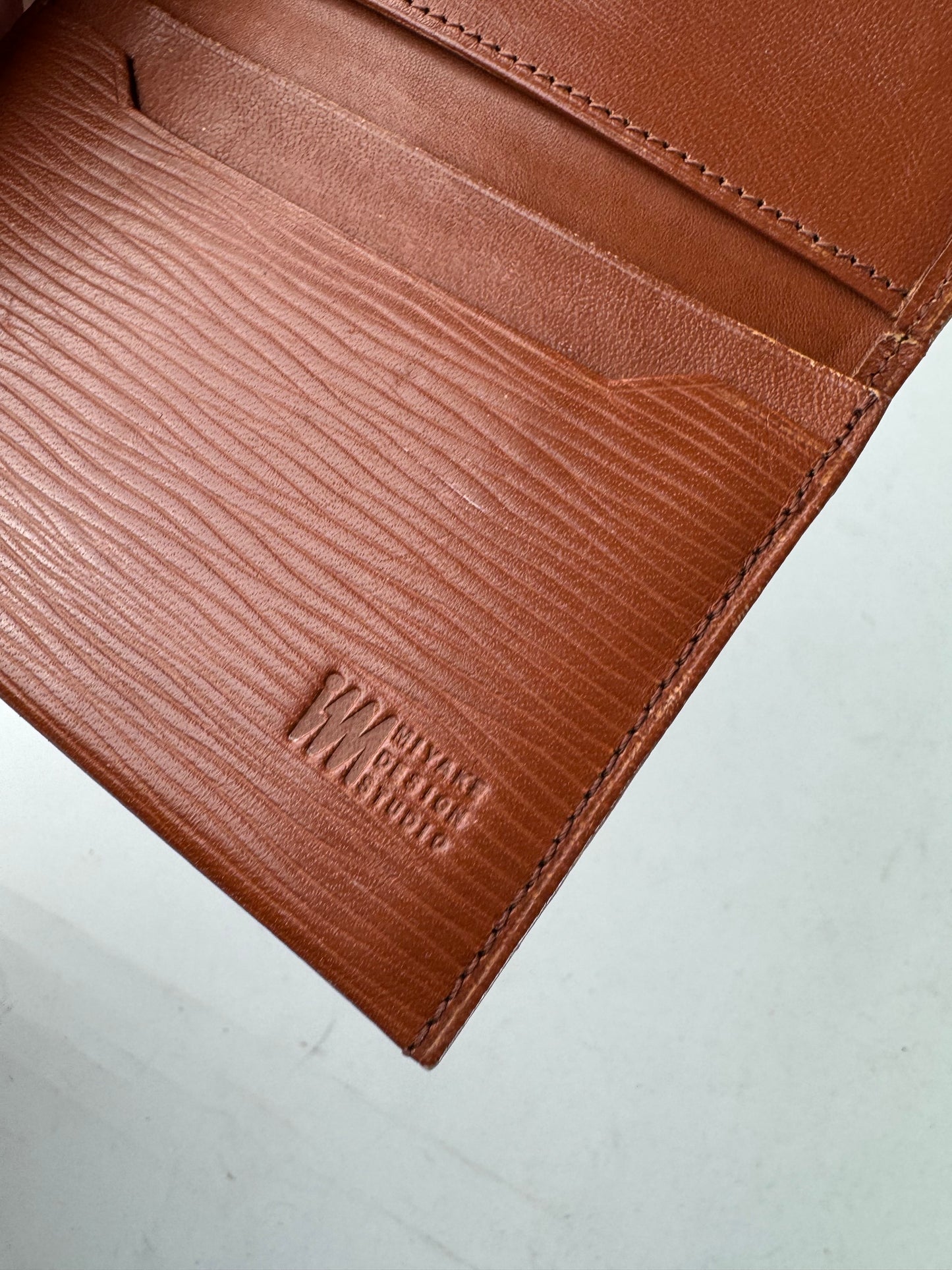 Vintage Issey Miyake Riffled Leather Card Holder Brown