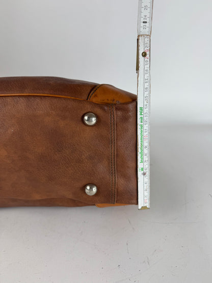 Vintage Courreges Leather Travel Bag Brown