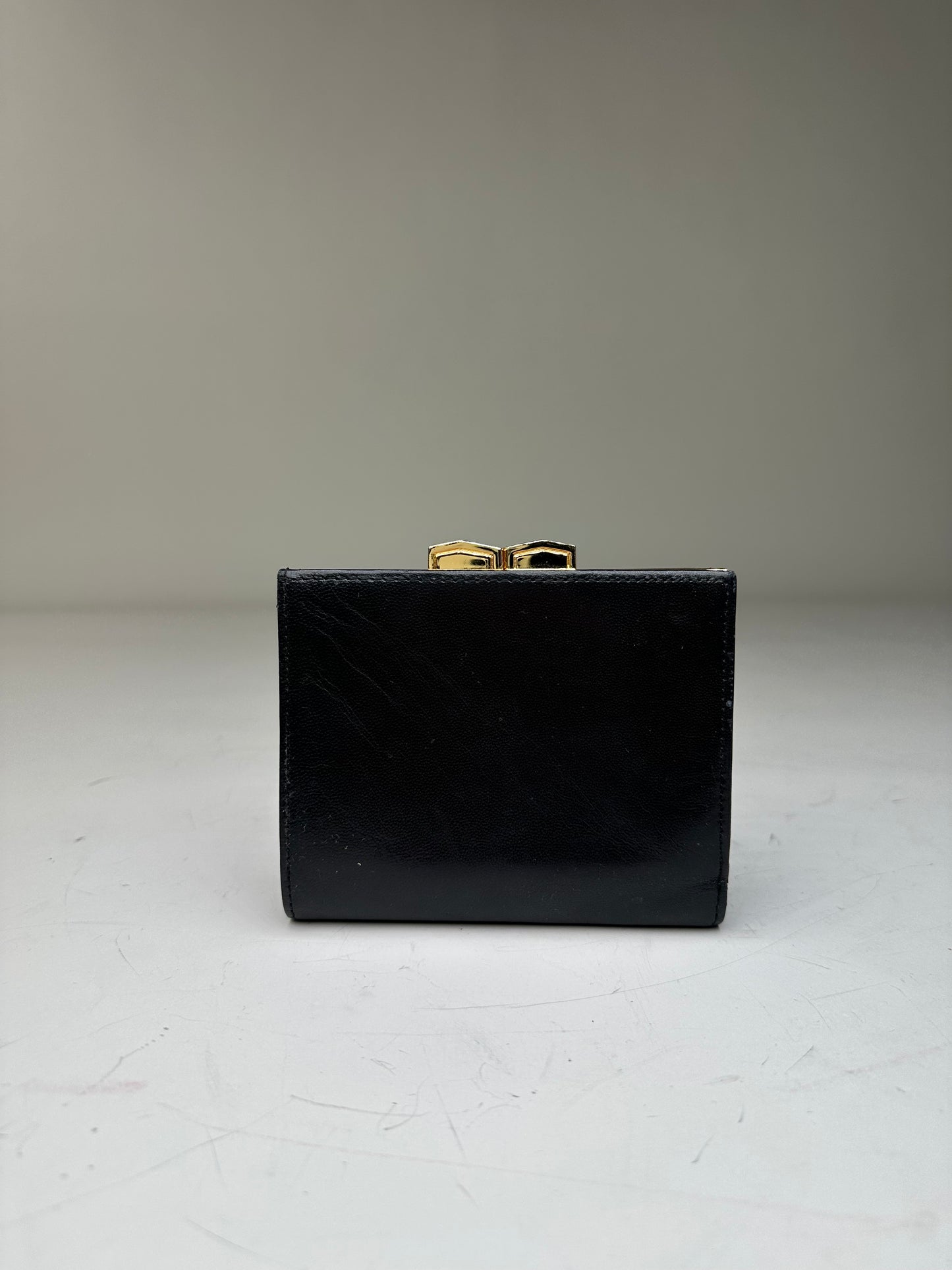 Vintage Saint Laurent Leather Wallet Black Gold