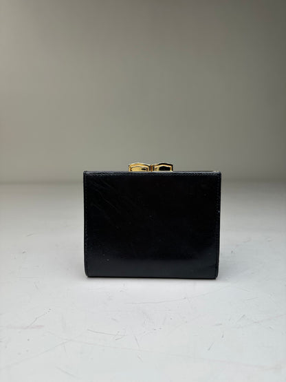 Vintage Saint Laurent Leather Wallet Black Gold