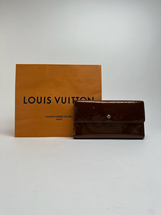 Vintage Louis Vuitton Vernis Leather wallet brown orange