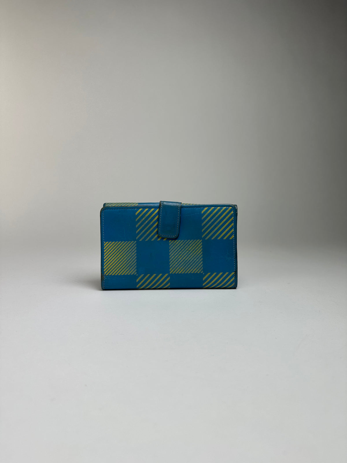Vintage Vivienne Westwood Check Print Bifold Wallet Early 2000s Turquoise Yellow