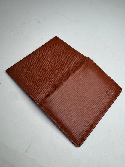 Vintage Issey Miyake Riffled Leather Card Holder Brown