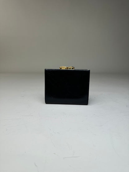 Vintage Saint Laurent Leather Wallet Black Gold