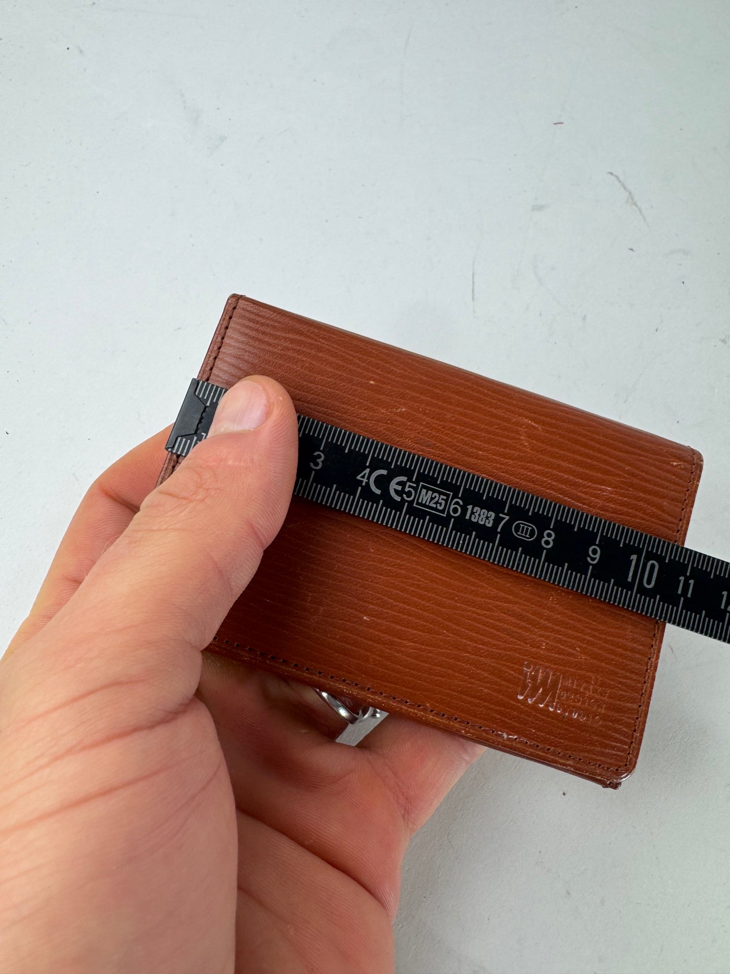 Vintage Issey Miyake Riffled Leather Card Holder Brown