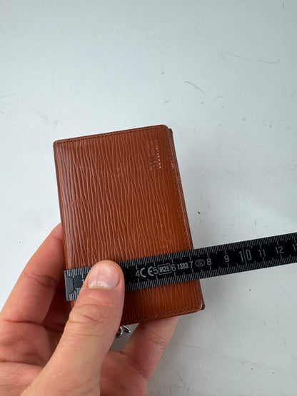 Vintage Issey Miyake Riffled Leather Card Holder Brown