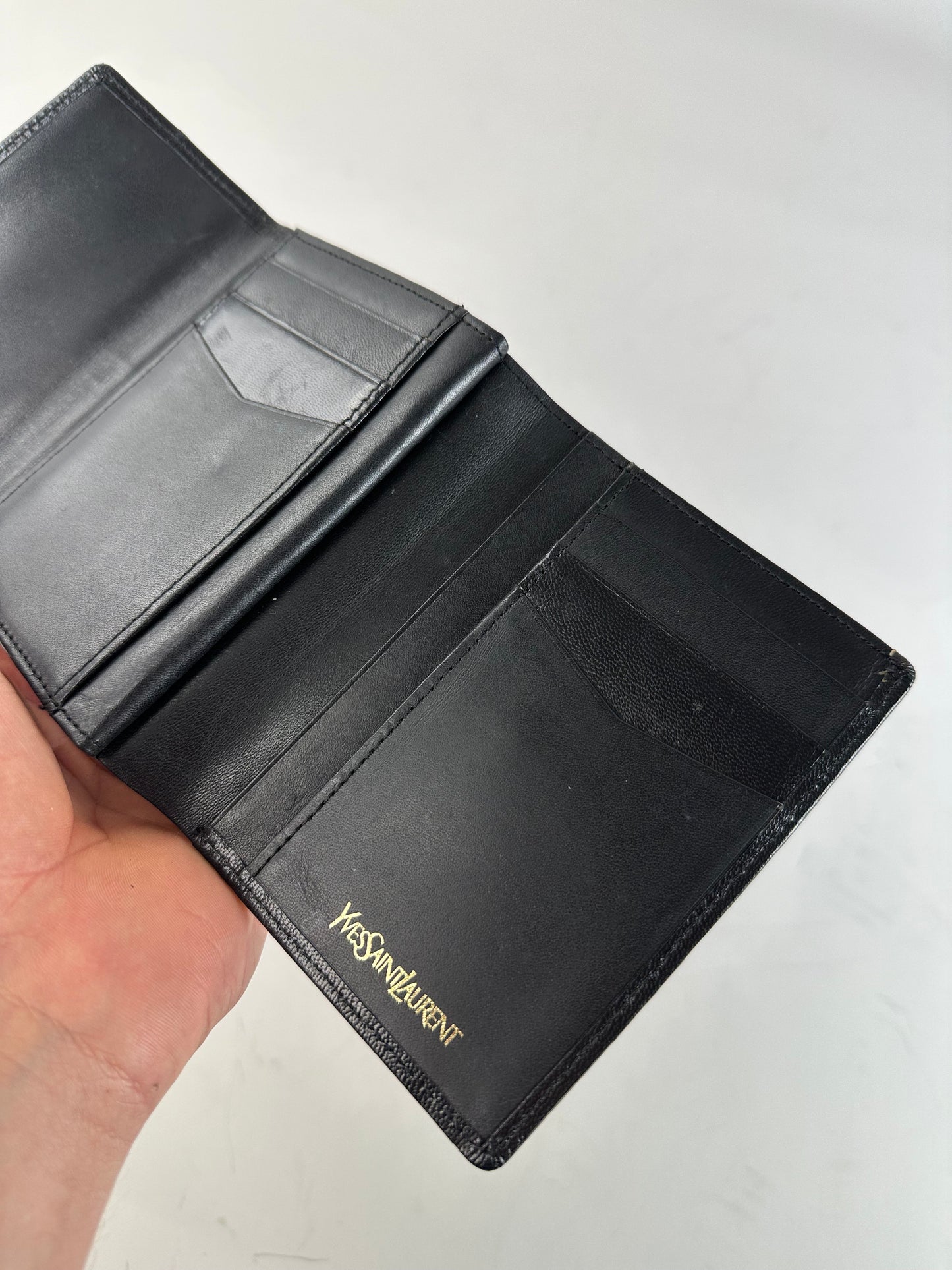 Vintage Saint Laurent Leather Wallet Black Gold