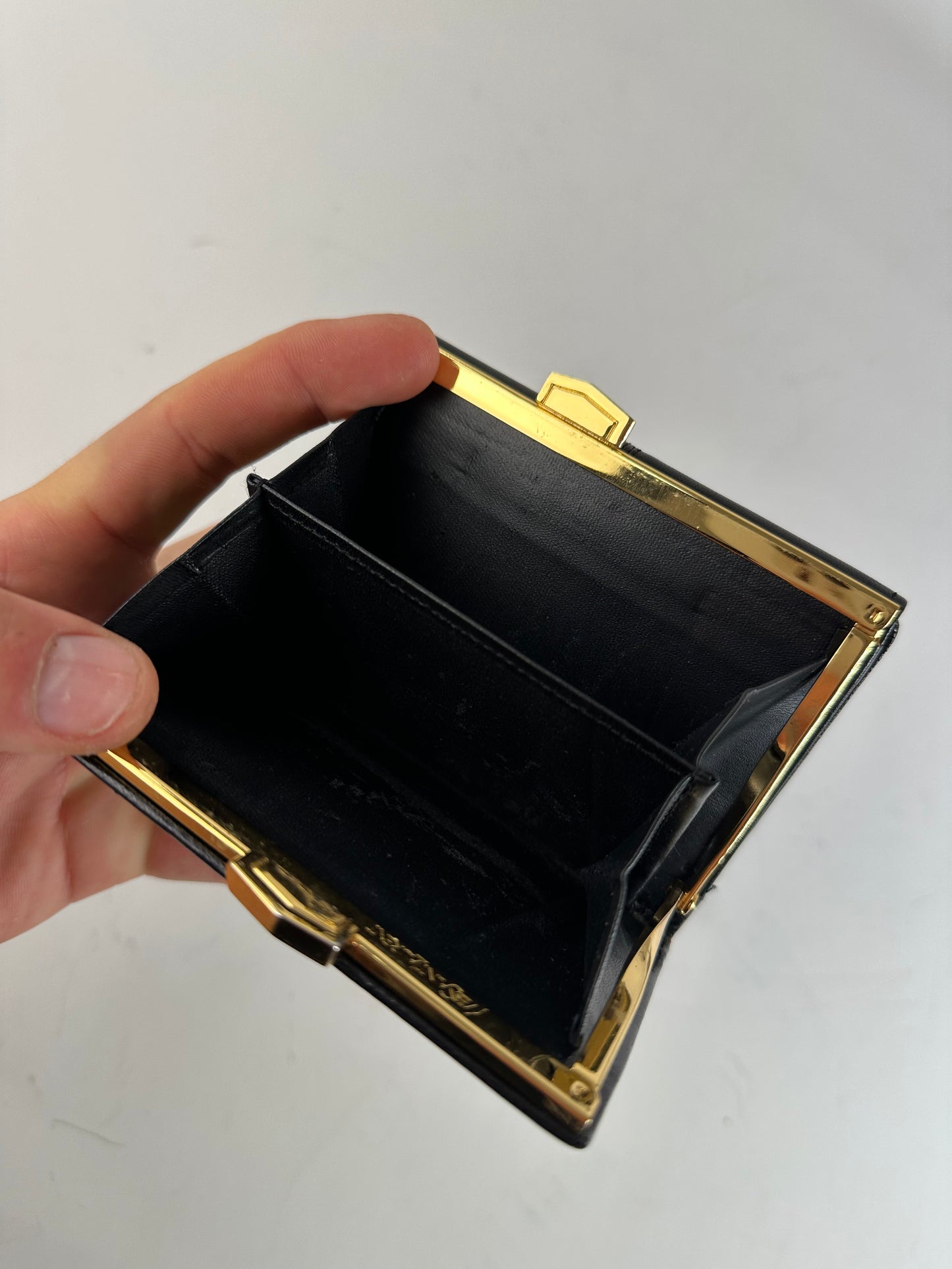 Vintage Saint Laurent Leather Wallet Black Gold