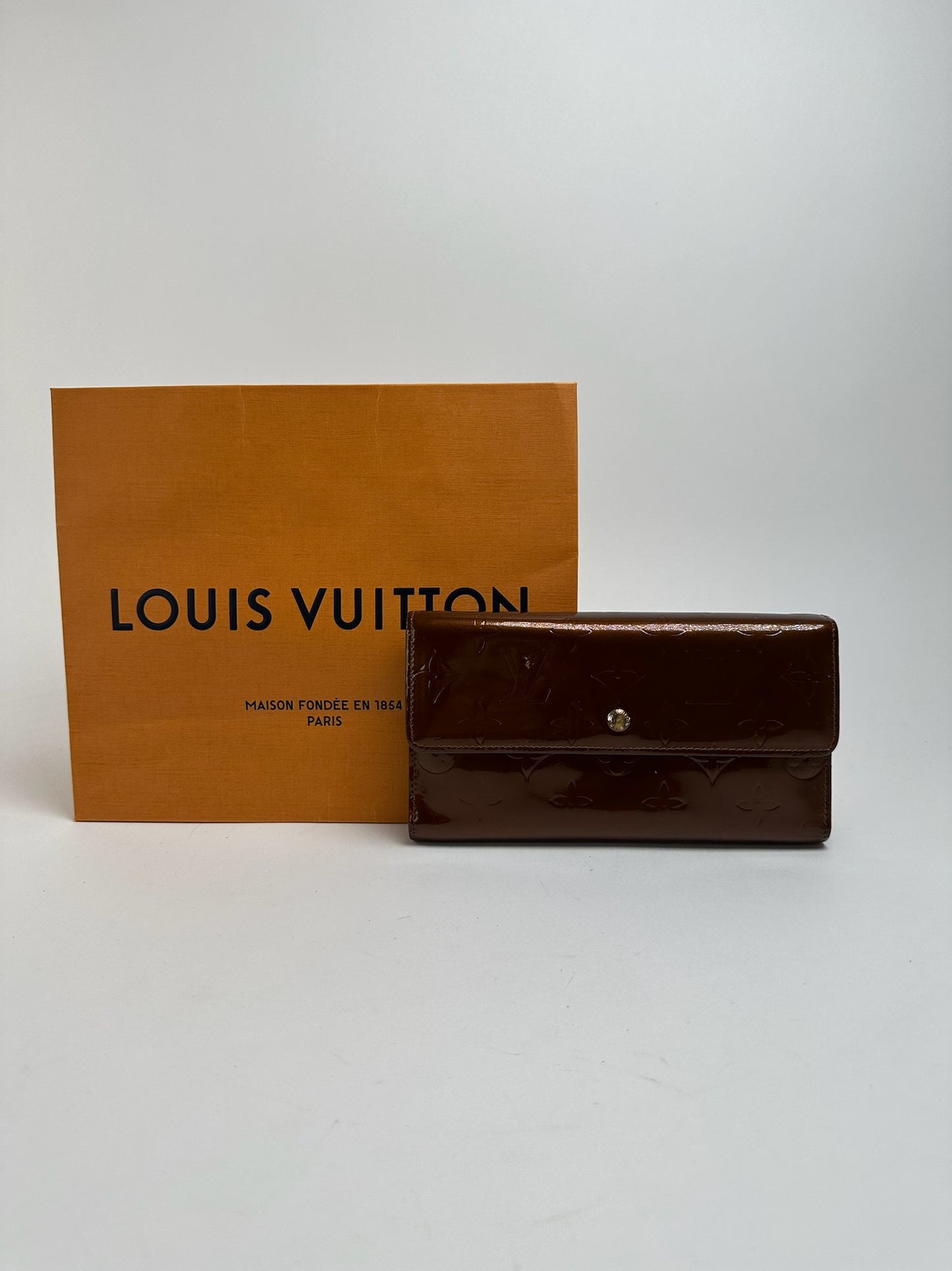 Vintage Louis Vuitton Vernis Leather wallet brown orange