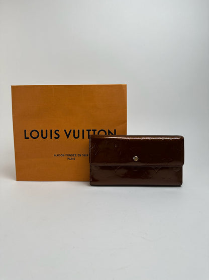 Vintage Louis Vuitton Vernis Leather wallet brown orange