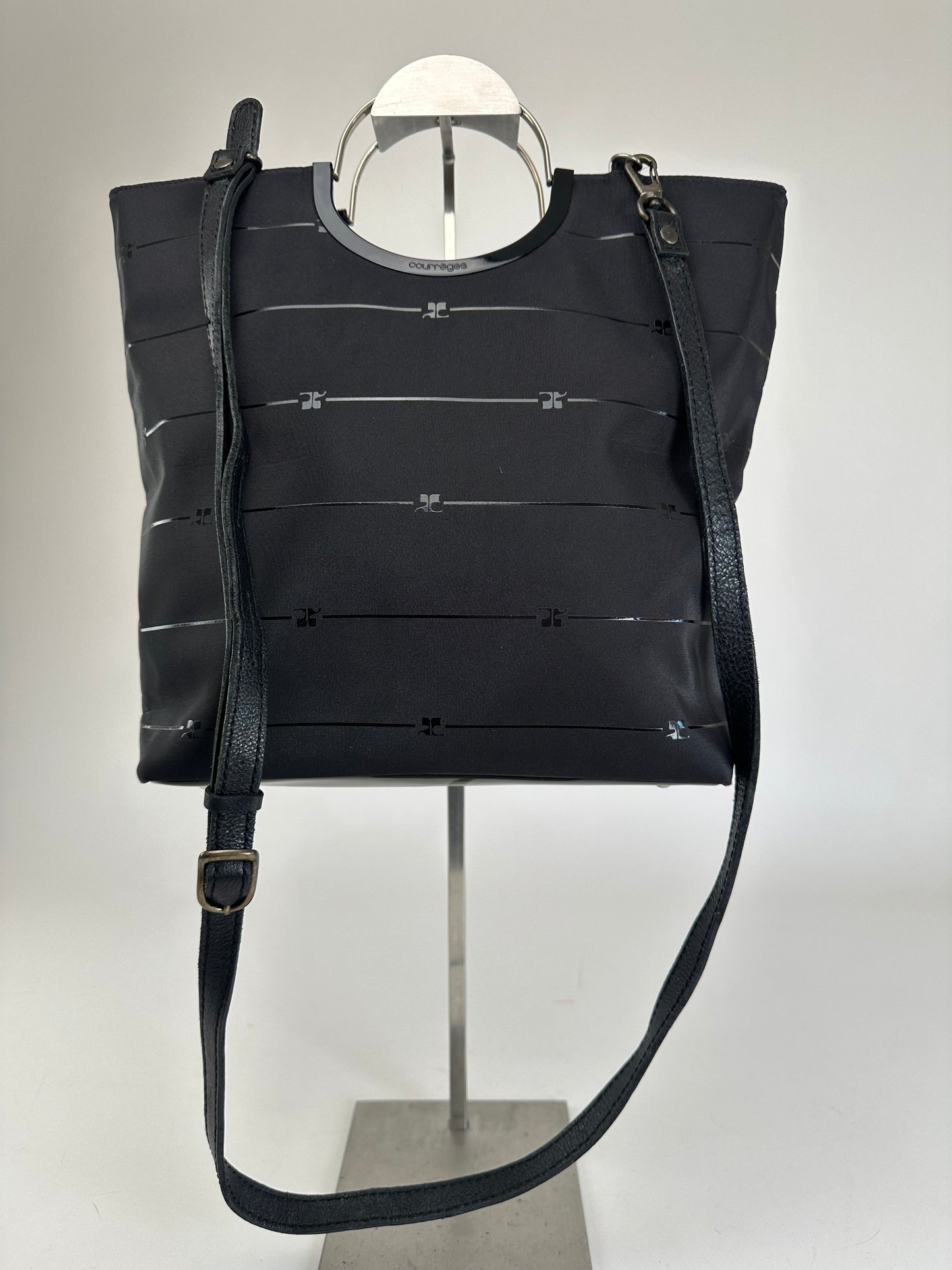 Vintage Courrèges AC Monogram 2Way Tote Bag Black