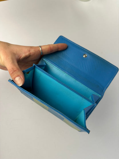 Vintage Vivienne Westwood Check Print Bifold Wallet Early 2000s Turquoise Yellow