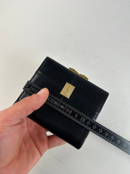 Vintage Saint Laurent Leather Wallet Black Gold