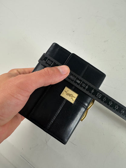 Vintage Saint Laurent Leather Wallet Black Gold