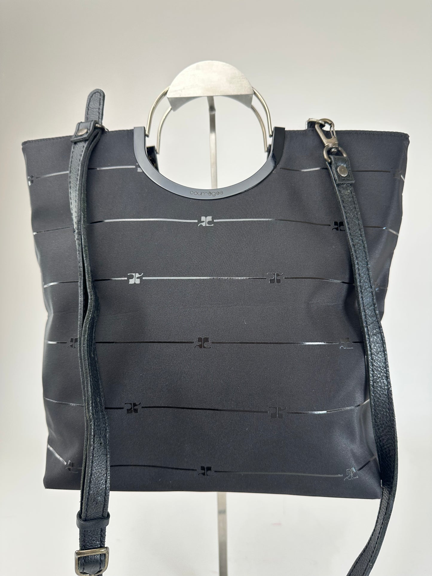 Vintage Courrèges AC Monogram 2Way Tote Bag Black